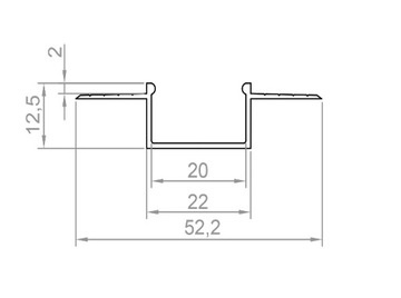 Светодиодный профиль П14-3, анод, встраиваемый, широкий, для гипсокартона 1м.