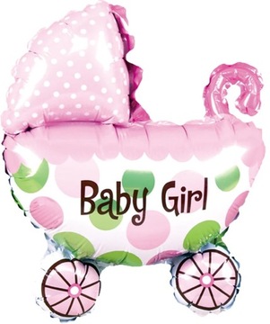 Balon Foliowy Baby Girl Wózek Różowy Baby Shower