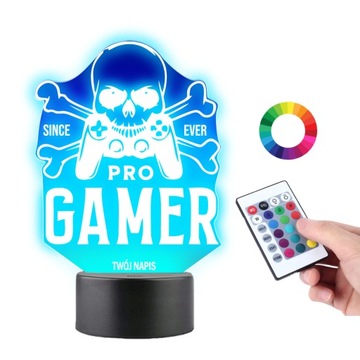 Lampka na Biurko Statuetka 3D Czaszka Gaming