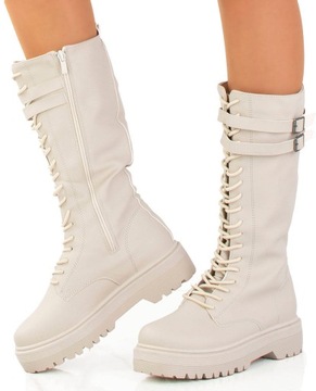 БЕЖЕВЫЕ БОТИНКИ НА ВЫСОЙ ПЛАТФОРМЕ БОТИНКИ 36