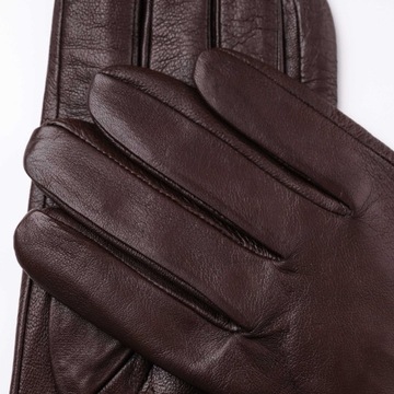 Męskie skórzane rękawiczki zimowe dotykowe