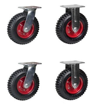 ZESTAW 4 KÓŁ 200mm PEŁNYCH GUMA KOLO WÓZEK 940kg KOLKO SKRETNE