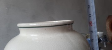 Porcelanowy fajansowy wazon stary ręcznie wykonany