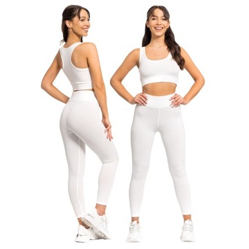 DAMSKI PRĄŻKOWANY KOMPLET CROP TOP + LEGGINSY S/36