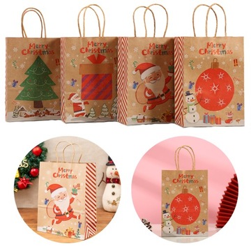 4x Ekologiczne TOREBKI PAPIEROWE świąteczne do PREZENTÓW na MAGICZNE ŚWIĘTA