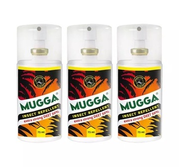 3xMUGGA EXTRA STRONG DEET 50% SPRAY NA KOMARY