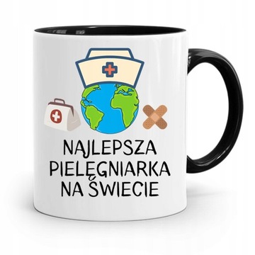 KUBEK CZARNY DLA PIELĘGNIARKI NAJLEPSZA NA ŚWIECIE z Nadrukiem ze Zdjęciem