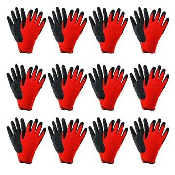 12 ПАР ПРОЧНЫХ рабочих перчаток. Размер защитных перчаток RedLatex. 8 здоровье и безопасность