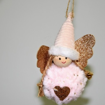 РОЖДЕСТВЕНСКАЯ ЕЛКА УКРАШЕНИЕ АНГЕЛ РОЗОВЫЙ 9X12X4 СМ ПОДАРОК