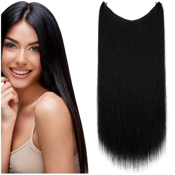 FLIP-IN NATURALNE WŁOSY NA ŻYŁCE BEZ SPINEK 50 CM czarny 1