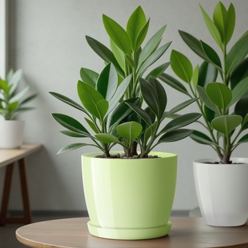 ЦВЕТОЧНЫЙ ГОРШОК С ПОДСТАВКОЙ ПЛАСТИКОВАЯ КРЫШКА ЦВЕТОЧНЫЙ ВАЗ 20см ЗЕЛЕНЫЙ ДЛЯ ЦВЕТОВ KADAX