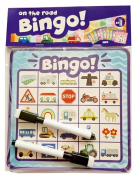 Gra BINGO, zestaw kart do bingo w podróży, na drodze, Bingo on the road