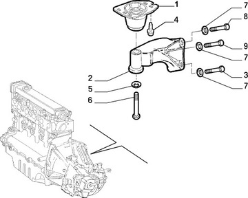 ALFA ROMEO 147 159 GT LYBRA ULOŽENÍ PŘEVODOVKY MOTORU 46461190 50506996