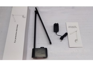 LAMPKA BIURKOWA LED Z WYŚWIETLACZEM ZEGAR 2x USB REGULACJĄ JASNOŚCI BARW