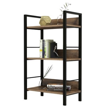 REGAŁ NA KSIĄŻKI LOFT INDUSTRIALNY ORZECH WŁOSKI PÓŁKI 60 CM