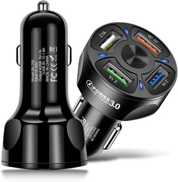 МОЩНОЕ БЫСТРОЕ АВТОМОБИЛЬНОЕ ЗАРЯДНОЕ УСТРОЙСТВО 4x USB PD QC 3.0 ДЛЯ ТЕЛЕФОНА + КАБЕЛЬ