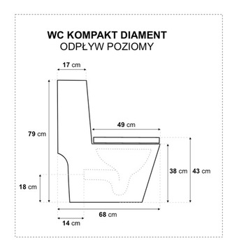 WC toaleta DIAMENT POZIOM + UMYWALKA WOLNOSTOJĄCA BLACK SWISS MEYER