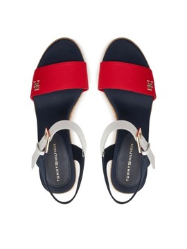 Tommy Hilfiger sandały na koturnie damskie red white blue rozmiar 38