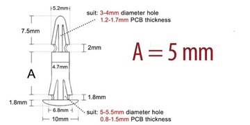 Spinka dystans słupek kołek do płytek PCB L = 5 mm