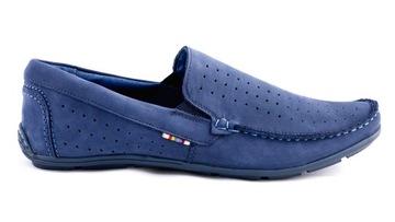Мокасины мужские ПОЛЬСКИЕ кожаные туфли синие 42