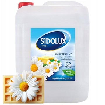 SIDOLUX płyn do mycia podłóg 5L Mydło Marsylskie, Płyn uniwersalny zapas.