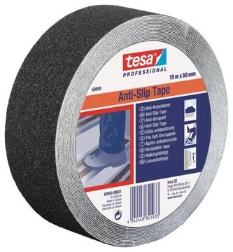 Tesa Taśma Antypoślizgowa Samoprzylepna Schodowa Mocna Czarna 15m x 50mm