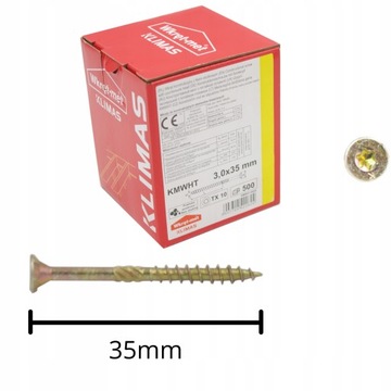 WKRĘTY CIESIELSKIE DO DREWNA KMWHT TORX ŁEB STOŻKOWY 3,0x35 TORX 500szt
