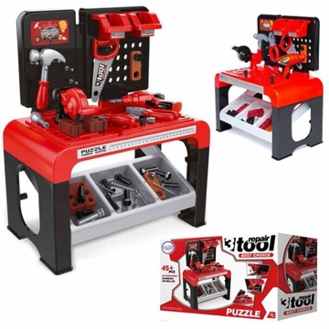Wielki WARSZTAT MAŁEGO MAJSTERKOWICZA + NARZĘDZIA dla DZIECI 45 elementów