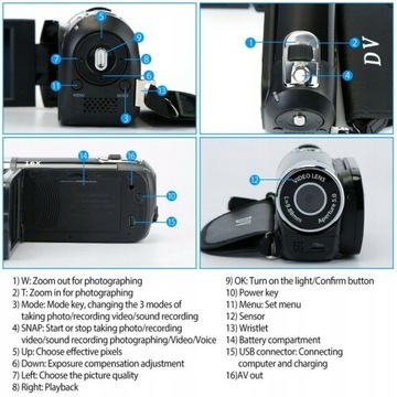 Цифровая портативная камера Full HD 1080P 16X