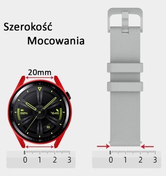 PASEK UNIWERSALNY 20mm do ZEGARKA SMARTWATCH SAMSUNG HUAWEI XIAOMI SZARY