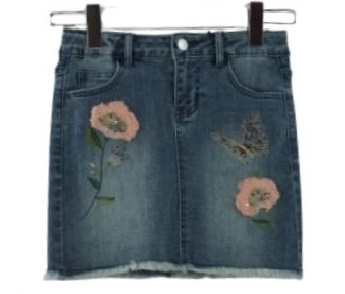 GUESS NIEBIESKA JEANSOWA SPÓDNICA HAFTY (8L)