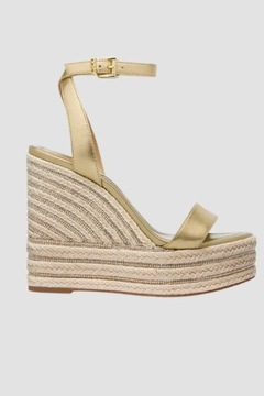 MICHAEL KORS Złote sandały na platformie Leighton Wedge 38