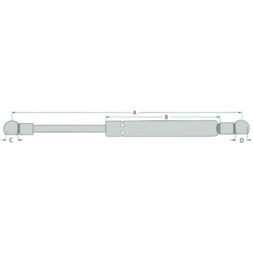 Siłownik gazowy 280 mm, 350 N, końcówka 10 mm