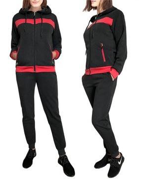 Ciepły DAMSKI dres DRESY z KAPTUREM 9124 KOMPLET szary 3XL