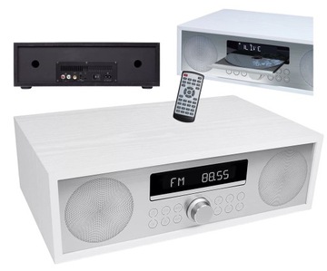 WIEŻA ODTWARZACZ CD USB Bluetooth RADIO DOMOWE MINIWIEŻA MP3 RETRO BIAŁA