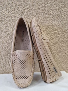 БЕЖЕВЫЕ ЛЕГКИЕ АЖУРНЫЕ МОКАСИНЫ BELLA PARIS на плоской подошве, размер 39