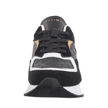 Buty Sneakersy Damskie Tommy Hilfiger Lux Monogram Runner Black Czarne