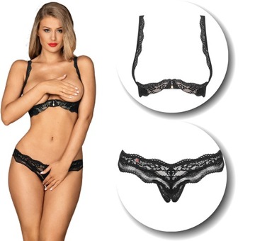 Obsessive Luvae otwarty biustonosz i stringi L/XL