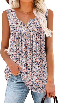 Podkoszulki Bluzki Luźny krój V Neck Letnia plisowana tunika, L