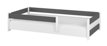 Łóżko dziecięce dla dzieci SIMPLE BABY BOO 180x80 BIAŁY GŁADKI + ANTRACYT