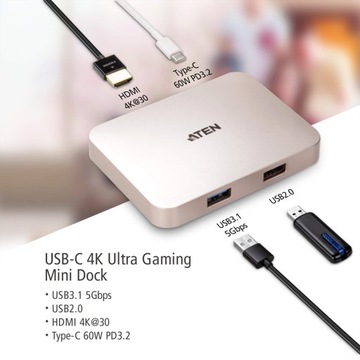 Док-станция ATEN Mini USB-C 4K Ultra UH3235
