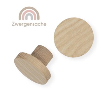 Drewniany uchwyt gałka - Koło Kółko Jesion do mebli dziecięcych uchwyty