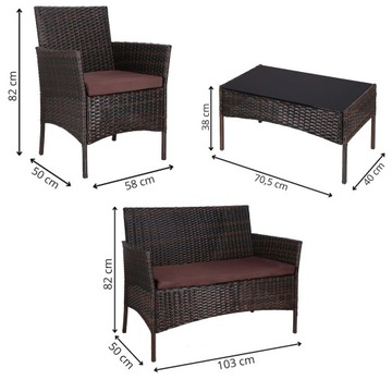 КОМПЛЕКТ САДОВОЙ МЕБЕЛИ ДИВАН СТОЛ РОТАНГОВЫЕ СТУЛЬЯ КОМПЛЕКТ МЕБЕЛИ ДЛЯ 5 ЧЕЛОВЕК