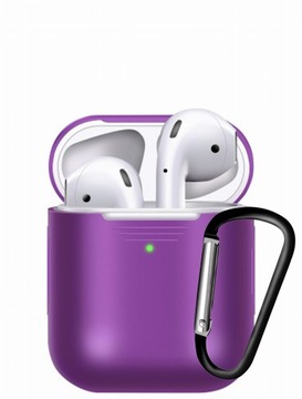 ETUI DO AIRPODS 1/2 Z KARABINKIEM - FIOLETOWY