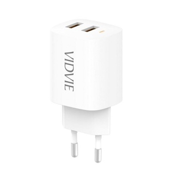 ŁADOWARKA SIECIOWA 2X USB VIDVIE PLE250 2XUSB 2.4A BIAŁA SMART CHARGE