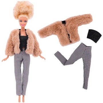 DLA LALKI BARBIE DAMSKIE UBRANIE ZESTAW FUTERKO SPODNIE TOP