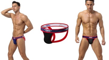 BS Męskie stringi slipy typu jockstrap g-string S/M