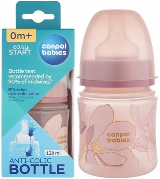 CANPOL Butelka antykolkowa EasyStart 120ml GOLD ze smoczkiem 0m+