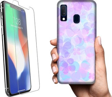 ETUI NA TELEFON SAMSUNG GALAXY A20E RÓŻNE WZORY KWIATOWE LATO +SZKŁO