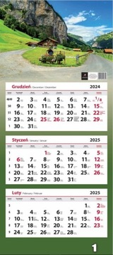 Kalendarz 2025 trÓjdzielny 2025 miks wzorów 16 wzorów część 1 ścienny